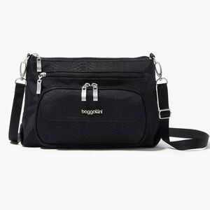 NEW Baggallini Everyday Essential Crossbody Bag 11" x 7.5" in Black Python